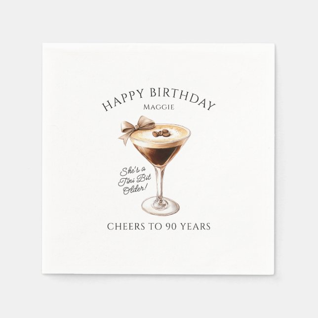 Personalized Napkins 90th Birthday Martini (Front)