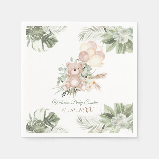 Personalized Napkins Bears Baby Shower Ideas (Front)