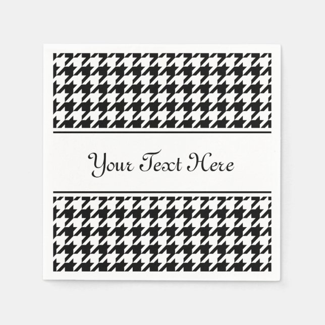 Personalized napkins | black houndstooth pattern (Front)