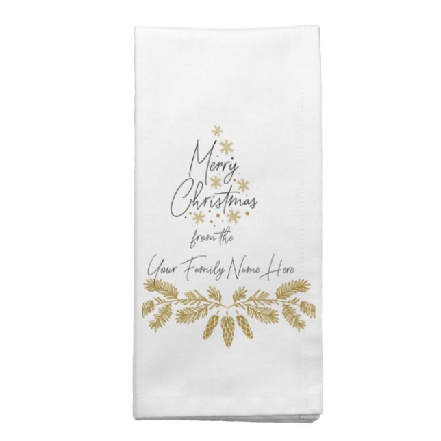 Personalized Napkins_ Family Name_Christmas Tree  Cloth Napkin (Folded)