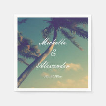 Personalized napkins for beach destination wedding