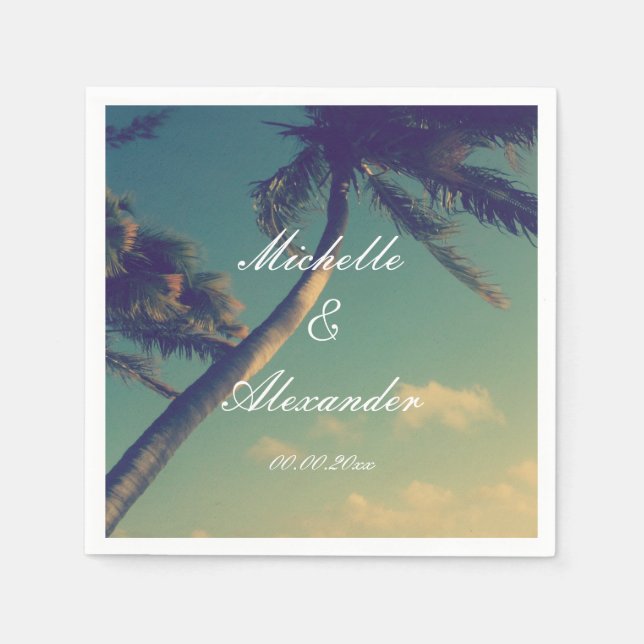 Personalized napkins for beach destination wedding (Front)