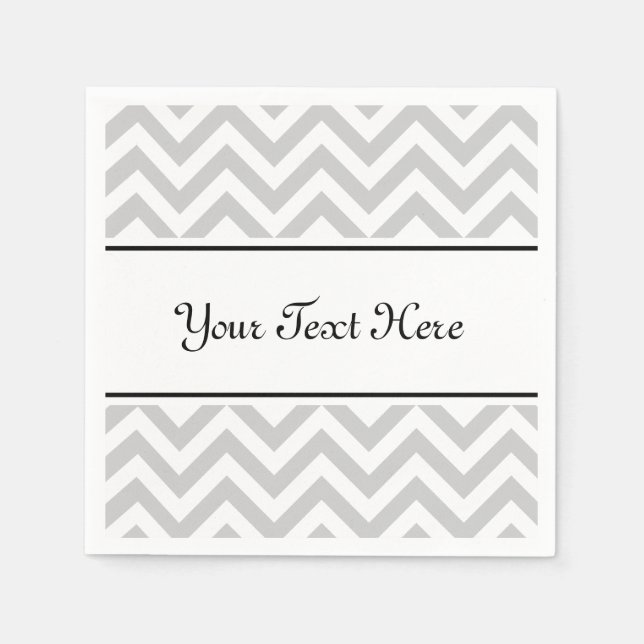 Personalized napkins | grey chevron pattern stripe (Front)