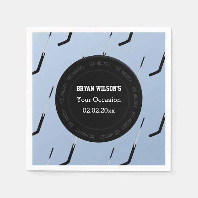 Personalized napkins Ice Hockey theme (Front)