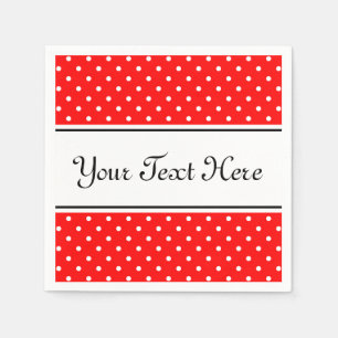 Personalized napkins red and white polka dots