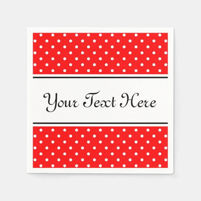 Personalized napkins | red and white polka dots (Front)