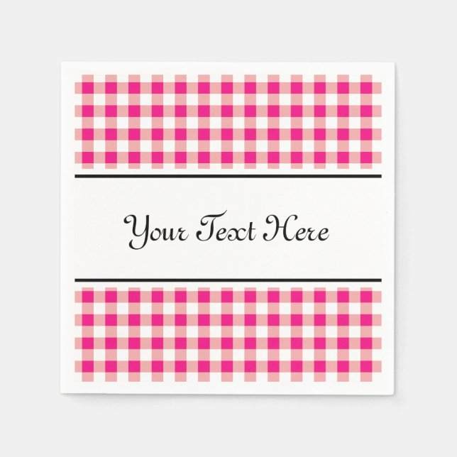 Personalized napkins | red gingham pattern design (Front)