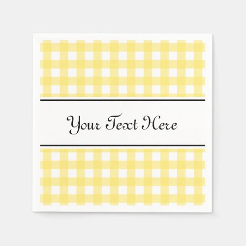 Personalized napkins  yello gingham plaid design