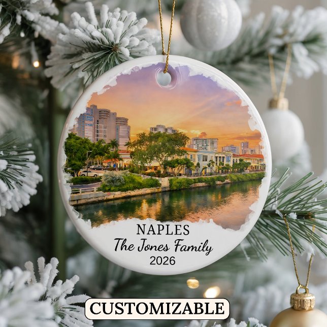Personalized Naples Ornament, Custom Florida State Ceramic Ornament (Creator Uploaded)