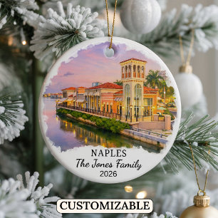 Personalized Naples Ornament, Custom Florida State Ceramic Ornament