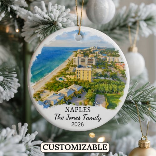 Personalized Naples Ornament, Custom Florida State Ceramic Ornament