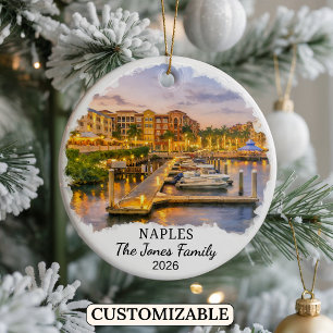 Personalized Naples Ornament, Custom Florida State Ceramic Ornament