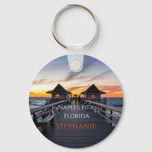 Personalized Naples Pier Florida Name Keychain