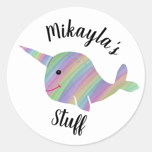 Personalized Narwhal stuff stickers