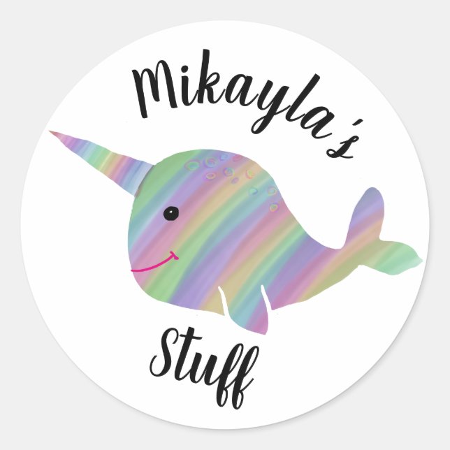 Personalized Narwhal "stuff" stickers (Front)