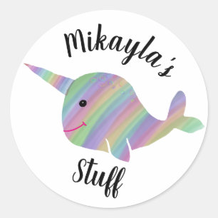 Personalized Narwhal "stuff" stickers