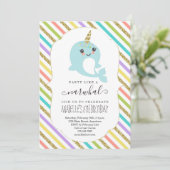 Personalized Narwhal Themed Girls Birthday Party Invitation (Standing Front)