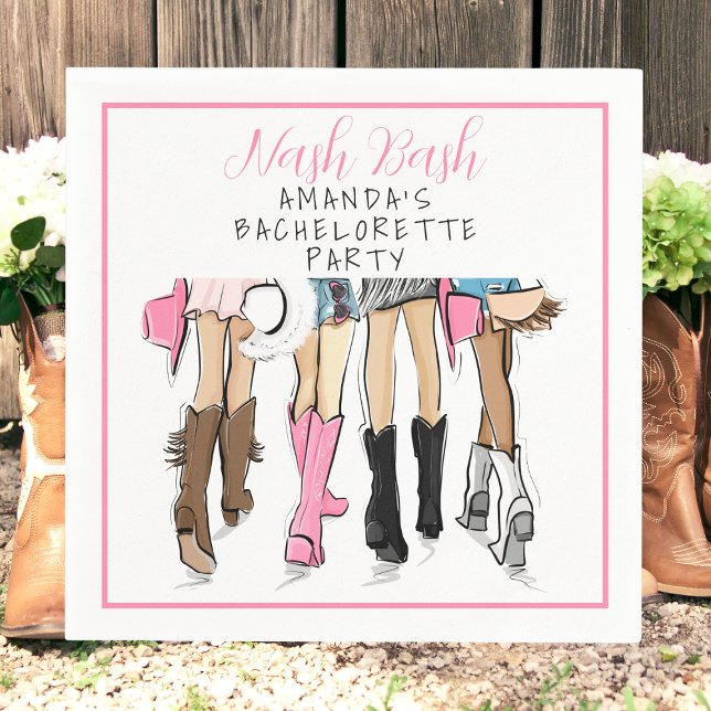 Personalized Nash Bash Bachelorette Party Cowgirl Napkins (Creator Uploaded)