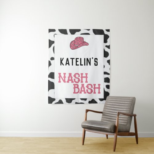Personalized Nash Bash Cow Print Tapestry