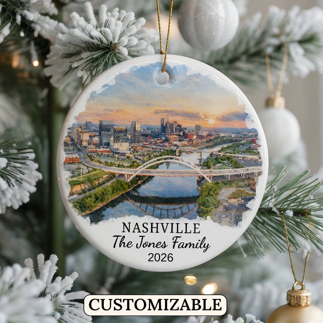 Personalized Nashville Ornament, Custom Tennessee Ceramic Ornament (Creator Uploaded)