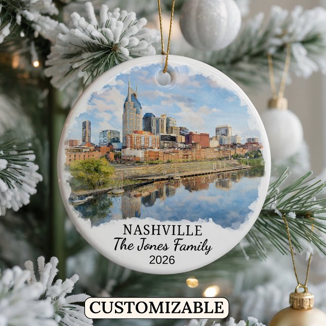 Personalized Nashville Ornament, Custom Tennessee Ceramic Ornament (Creator Uploaded)