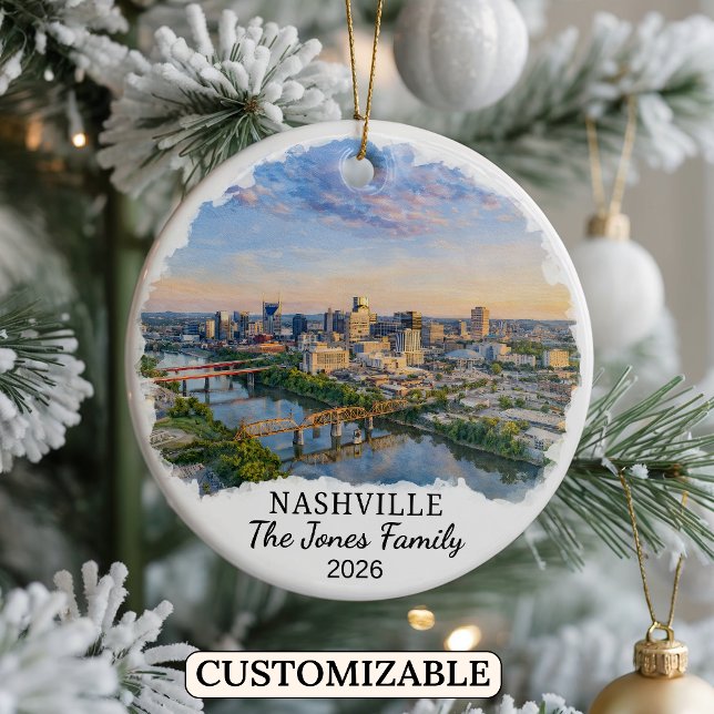 Personalized Nashville Ornament, Custom Tennessee Ceramic Ornament (Creator Uploaded)
