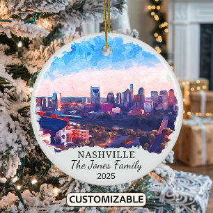 Personalized Nashville Ornament, Tennessee State Ceramic Ornament