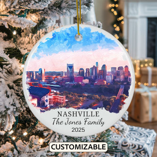 Personalized Nashville Ornament, Tennessee State Ceramic Ornament
