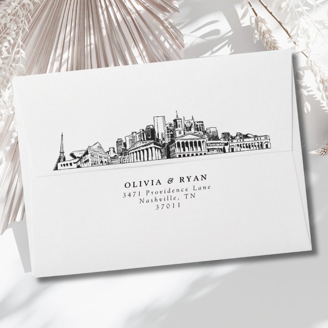 Personalized Nashville Skyline Sketch Envelope (Nashville Envelopes)