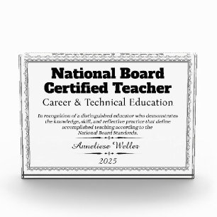 Personalized National Board Certified NBCT EC Gen Acrylic Award