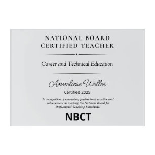 Personalized National Board Certified Teacher Acrylic Print
