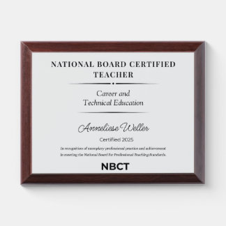 Personalized National Board Certified Teacher  Award Plaque