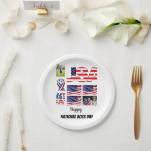 Personalized National Boss Day 8 Photo Collage Paper Plates