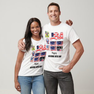 Personalized National Boss Day 8 Photo Collage T-Shirt