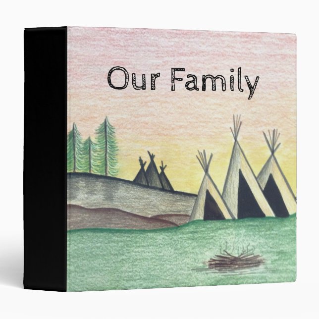 Personalized Native American Inspiration Folk Art 3 Ring Binder (Front/Spine)