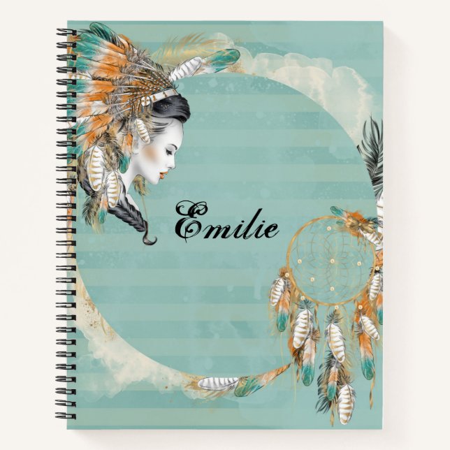 Personalized Native American Spiral Notebook (Front)