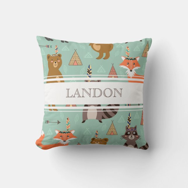 Personalized Native Forest Friends Pillow (Front)