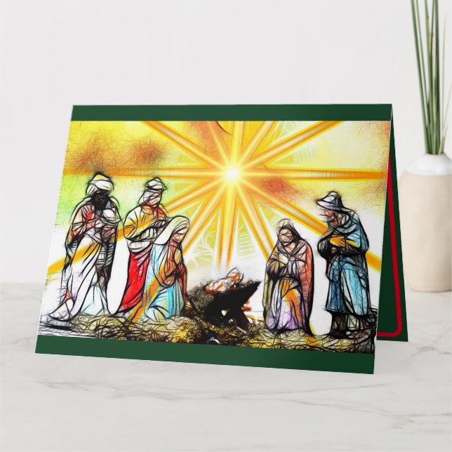 Personalized Nativity Scene Christmas Card (Front)