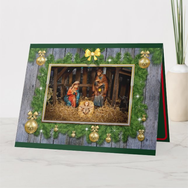 Personalized Nativity Scene Christmas Card (Front)