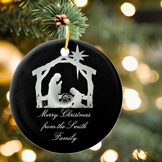 Personalized Nativity Star Christmas Ceramic Ornament (Personalized Nativity Star Christmas Ceramic Ornament)