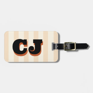 Personalized Natural Cream Stripe Monogram Custom Luggage Tag