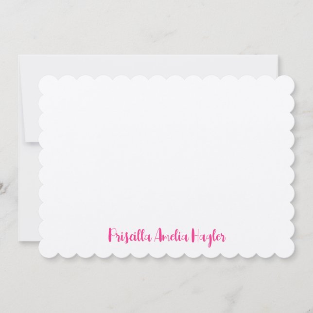 Personalized Natural Flat Note with Pink Script Card (Front)