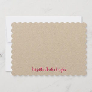 Personalized Natural Flat Note with Pink Script Card