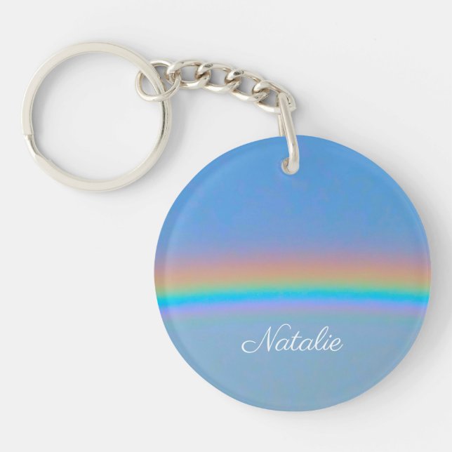 Personalized natural real rainbow keychain (Front)