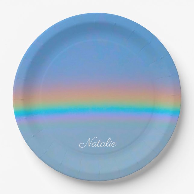 Personalized natural real rainbow paper plates (Front)