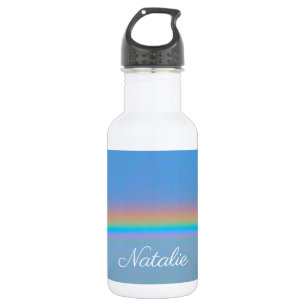 Personalized natural real rainbow stainless steel water bottle