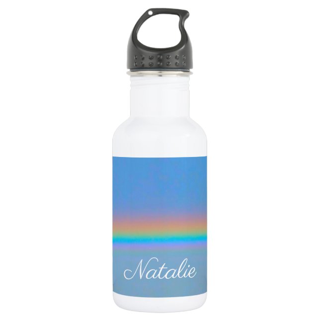 Personalized natural real rainbow stainless steel water bottle (Front)