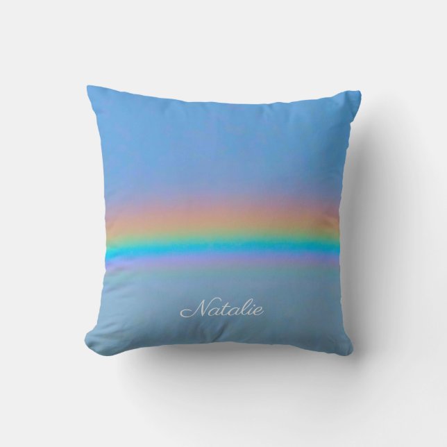 Personalized natural real rainbow throw pillow (Front)