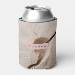 Personalized Natural Wood Grain Texture Can Cooler