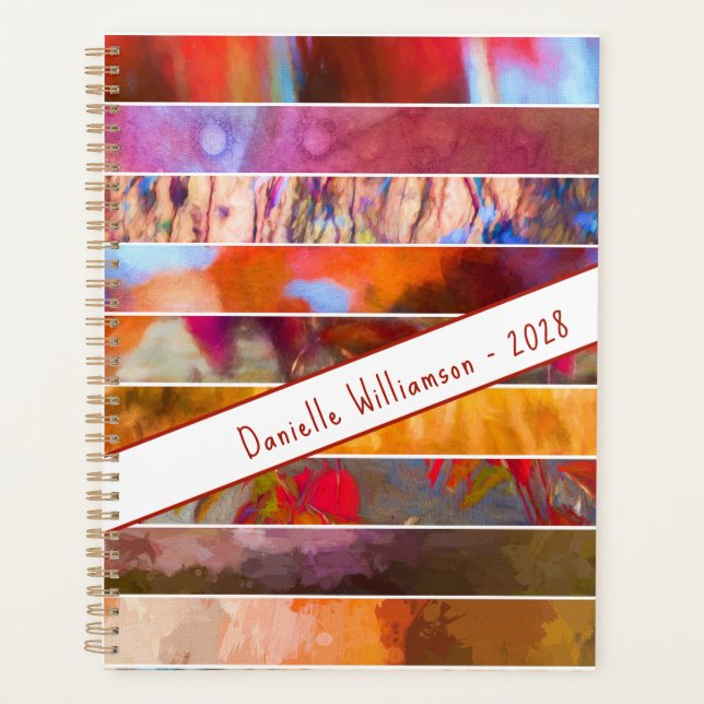 Personalized Nature Art Collage Stripes Planner (Front)